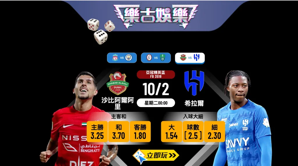 【樂古娛樂波膽推介】亞冠精英盃王者之戰：沙比阿爾阿里 VS 希拉爾 ⚔️ 數據拆解＋精選貼士