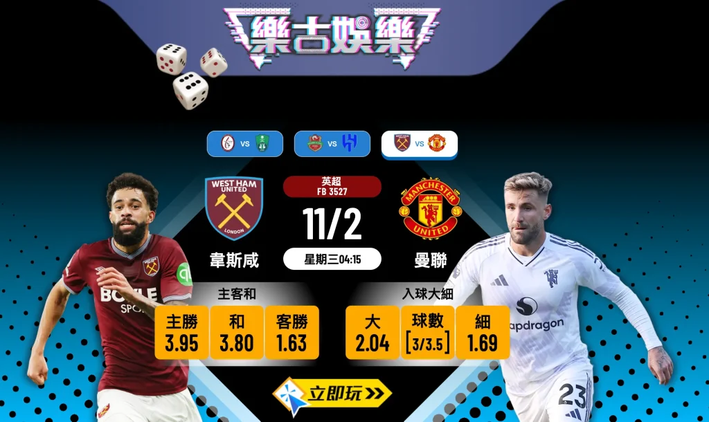 韋斯咸 vs 曼聯：英超快車紅魔勢不可擋 樂古娛樂波膽推薦大拆解