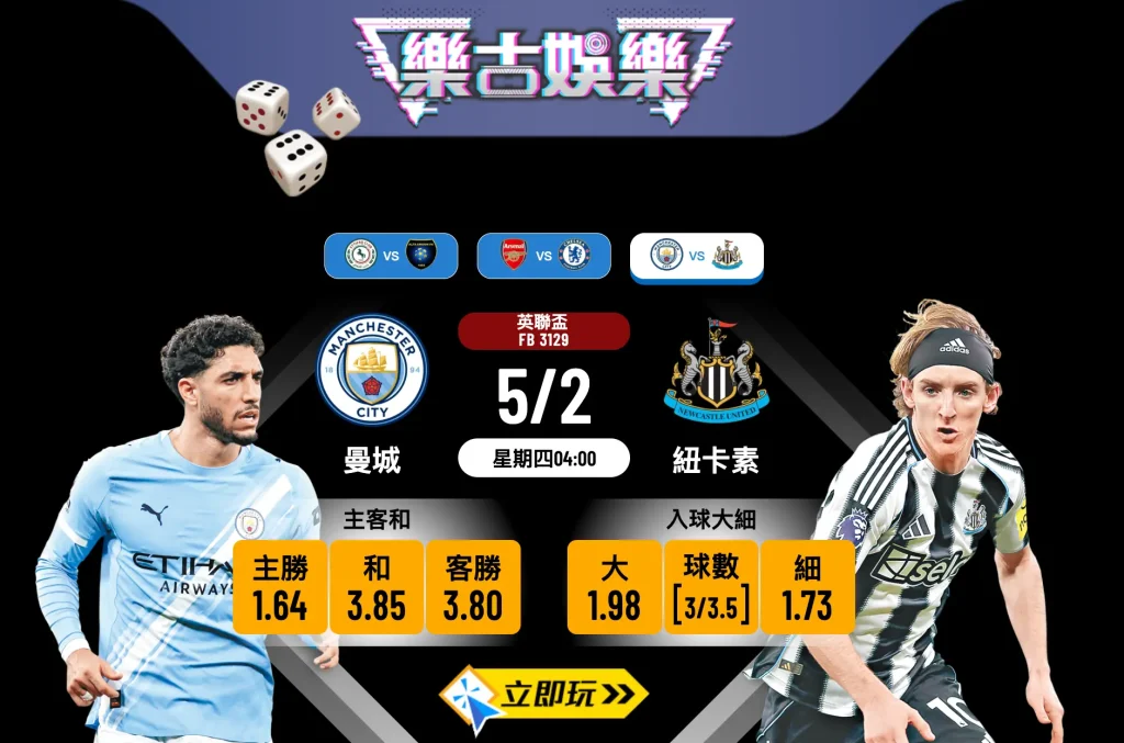 【樂古娛樂波膽推介】英聯盃4強次回合：曼城 VS 紐卡素 — 藍月亮主場強勢 喜鵲背水一戰難翻身