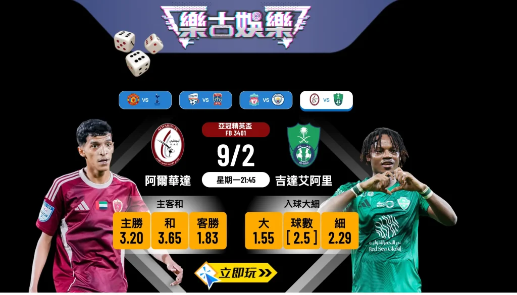 【亞冠精英盃】阿爾華達 vs 吉達艾阿里：樂古娛樂波膽推介及賽事分析