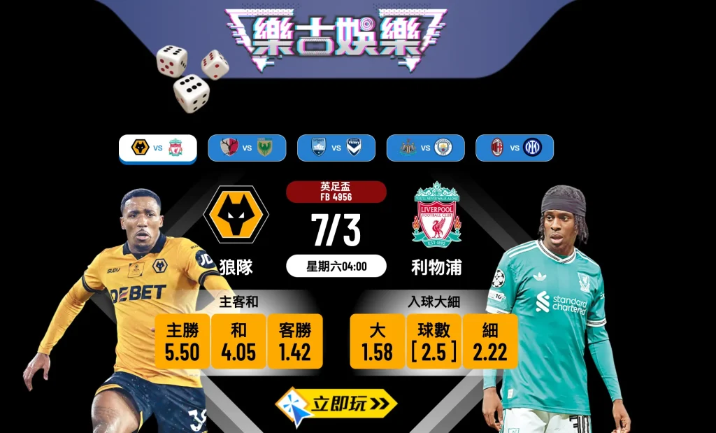 🏆 狼隊 vs 利物浦 英足盃16強生死戰！3大必睇看點及波膽推介