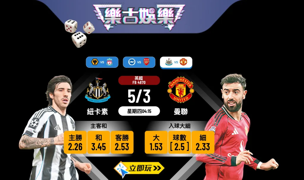 【紐卡素 vs 曼聯】樂古娛樂波膽推介：紅魔鬼強勢出擊，喜鵲遇強即屈？英超焦點戰全方位分析！