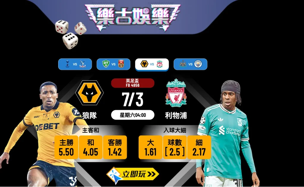 🏆 英足盃16強激戰：狼隊 vs 利物浦 樂古娛樂波膽推介與賽前分析 ⚽