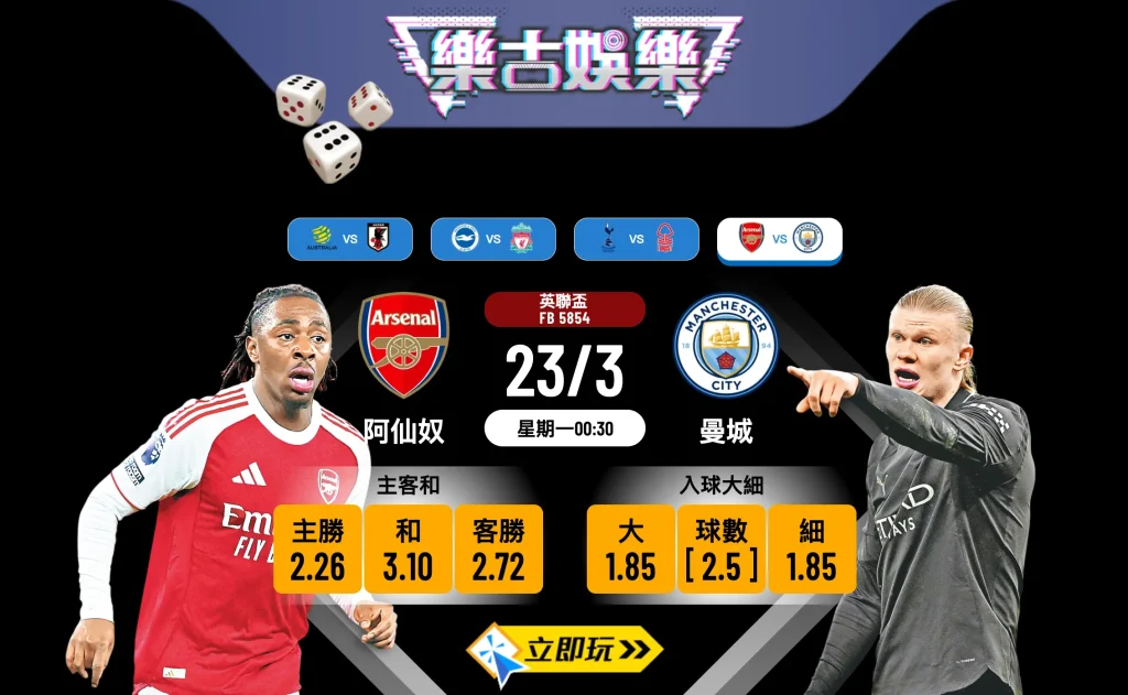 🏆 樂古娛樂波膽推介：英聯盃決賽 阿仙奴 vs 曼城 終極猛料分析！