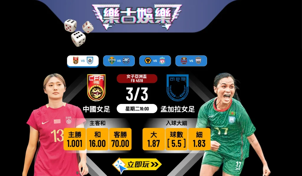【女子亞洲盃】中國女足 vs 孟加拉女足：衞冕冠軍首戰求穩？樂古娛樂波膽推介及獨家分析 🇨🇳🇧🇩