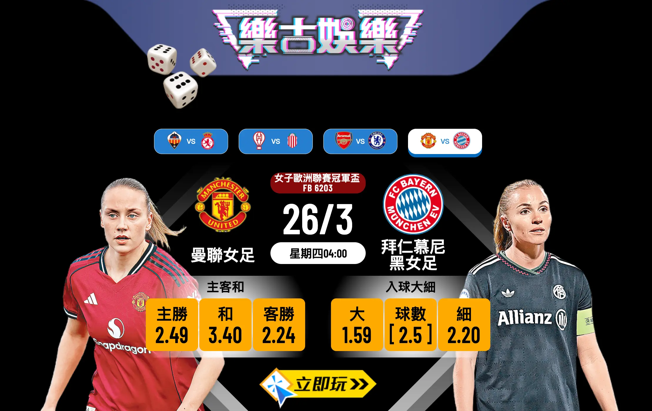 🔥 樂古娛樂波膽推介：女子歐聯8強激戰一觸即發！