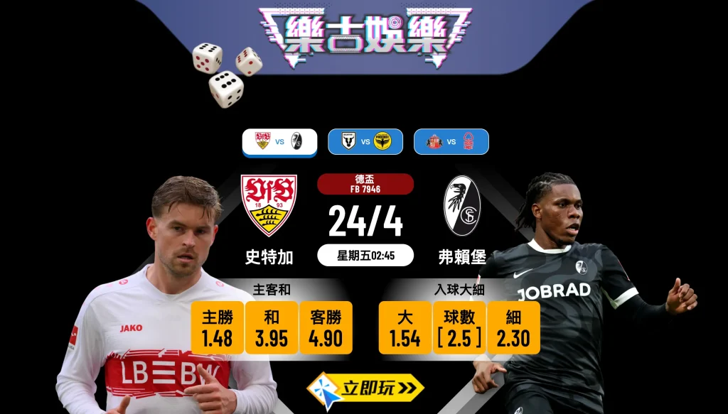 ⚽ 樂古娛樂精選：24號深夜德國盃 史特加 vs 弗賴堡 賽前必睇分析！⚽