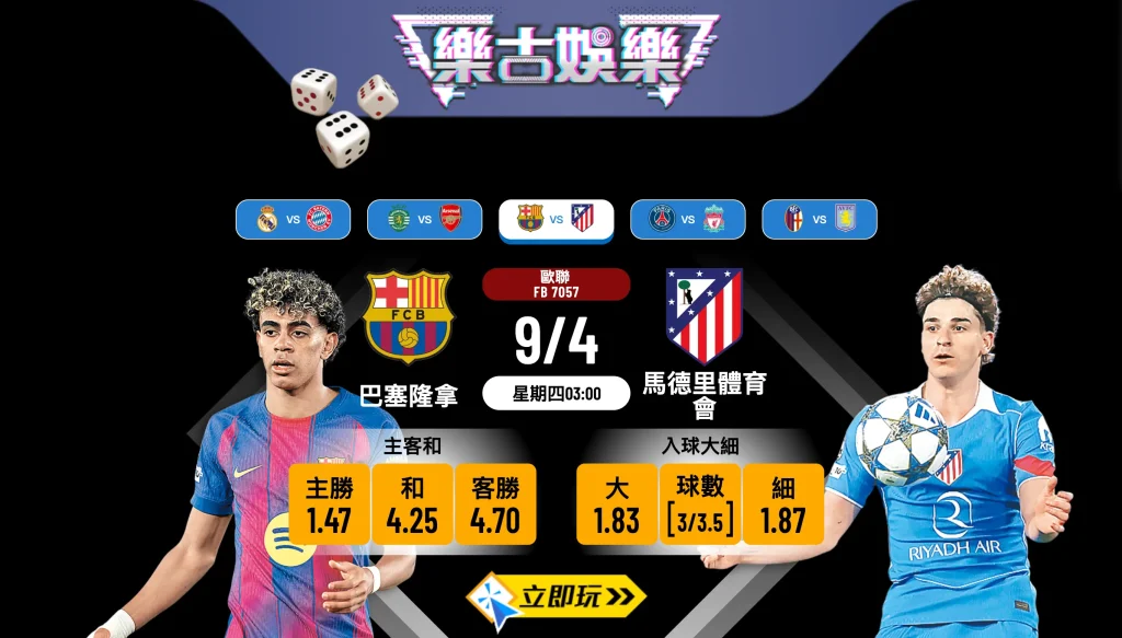 ⚽ 2026歐聯8強首回合：巴塞隆拿 VS 馬德里體育會 必睇波膽推介與賽事預測 🏆