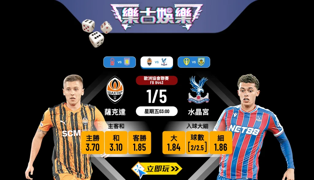 ⚽ 樂古娛樂波膽推介：薩克達 vs 水晶宮 歐協聯激戰前瞻！