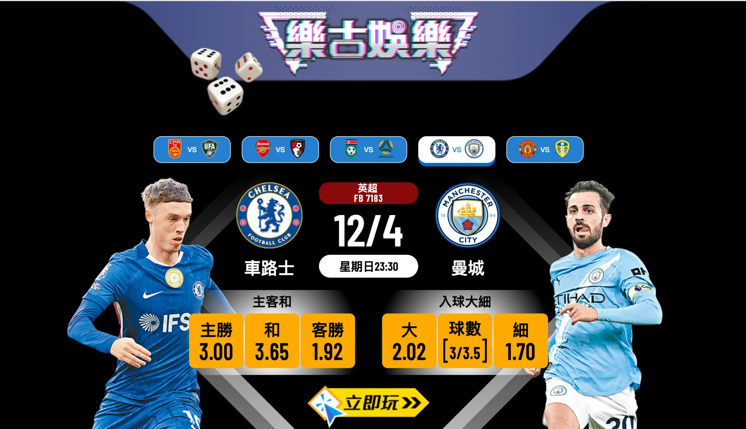 ⚽ 車路士 vs 曼城：5大必睇焦點！樂古娛樂波膽推介 🏆