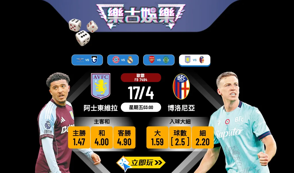 2026歐霸盃8強次回合：阿士東維拉 vs 博洛尼亞 必睇波膽分析與賽前預測