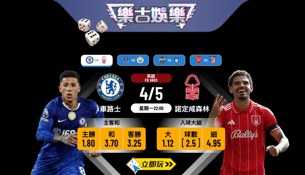 ⚽ 樂古娛樂波膽推介：英超激戰 車路士 vs 諾定咸森林 賽前全面分析與精準預測