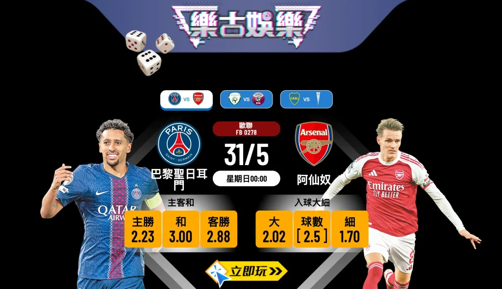 🏆 歐聯決賽 2026 終極一戰！ 巴黎聖日耳門 vs 阿仙奴 賽前分析與波膽推介