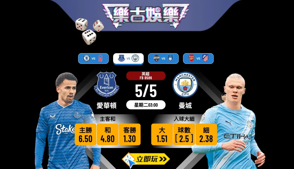 🏆 樂古娛樂波膽推介：英超激戰 愛華頓 vs 曼城 賽前分析與預測