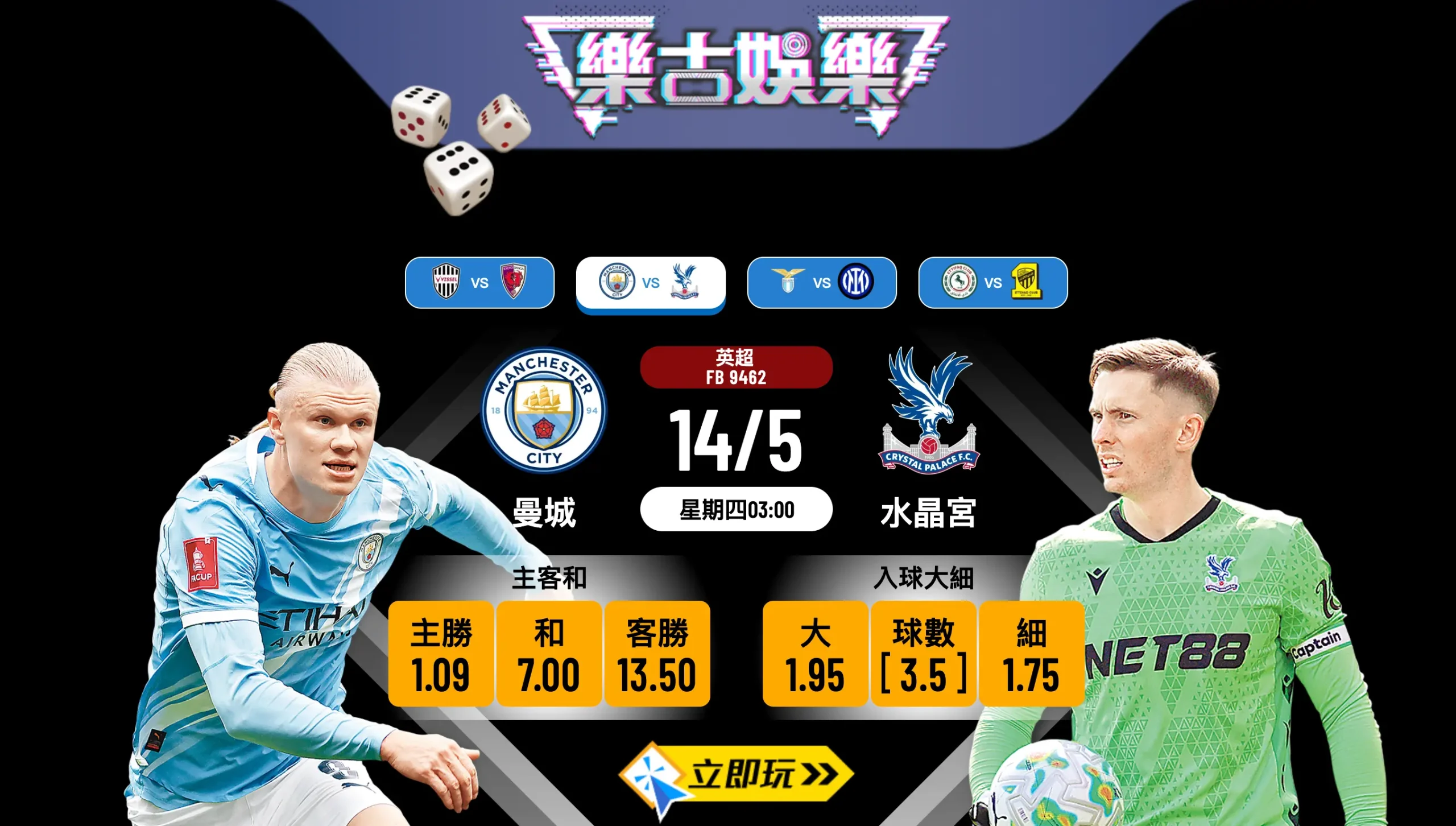 【2026波膽推介】英超星期四深宵大戰：曼城 vs 水晶宮 3.5球入球騷全面拆解