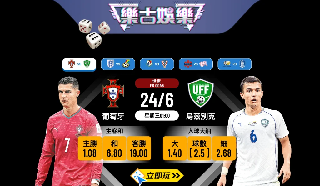 【2026世盃推介】葡萄牙 vs 烏茲別克 分組賽第2輪終極分析與波膽預測！