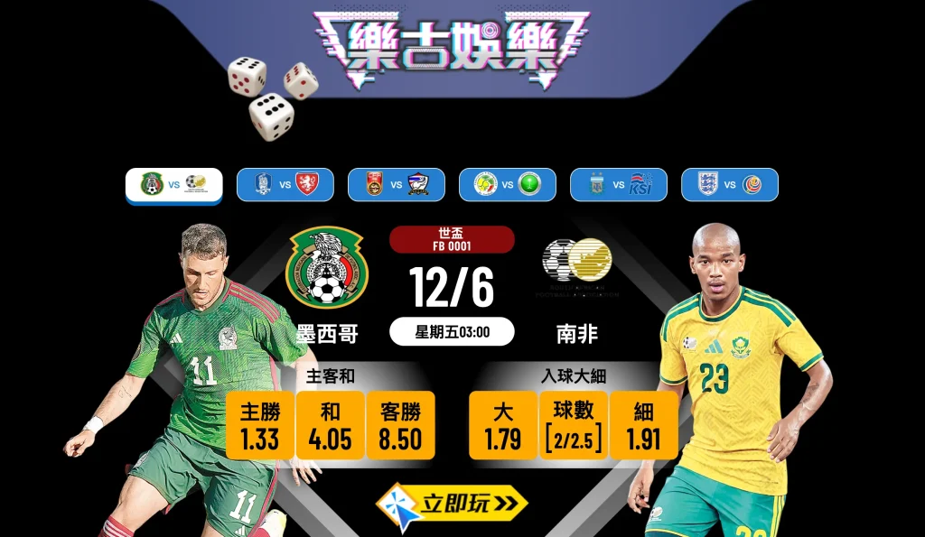 ⚽ 2026世盃揭幕戰打頭陣！墨西哥 vs 南非 賽前分析與 3 大必入盤口推介 🔥