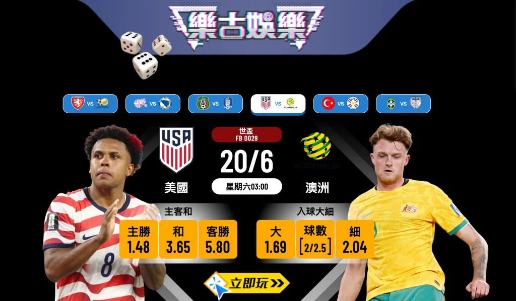 【樂古娛樂波膽推介】世盃D組次輪激戰：3大理由撐 [美國 vs 澳洲] 開入球大！
