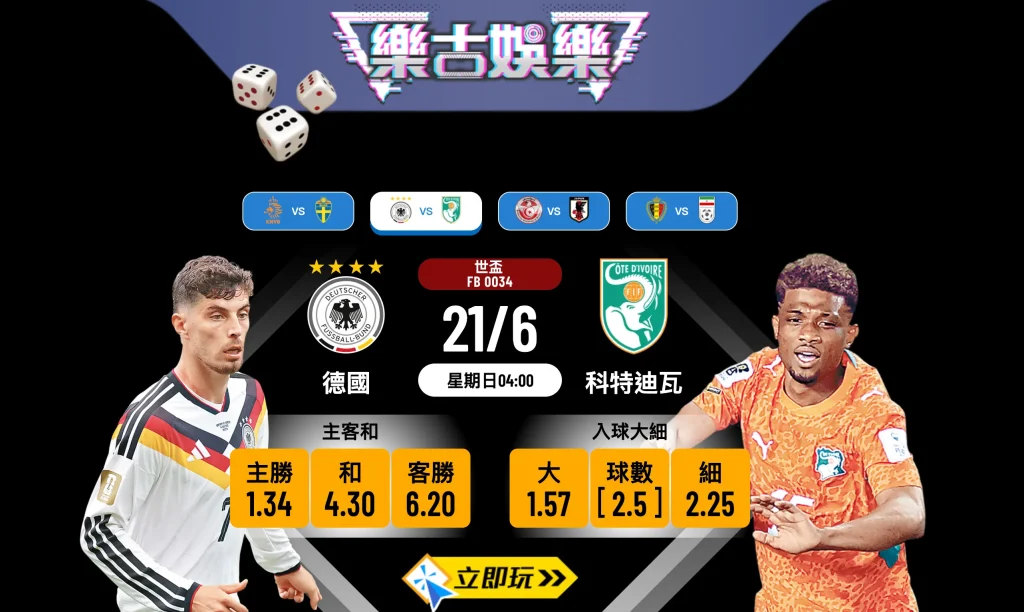 🔥 【世界盃E組】德國 vs 科特迪瓦：日耳曼戰車強勢出擊，3大必睇波膽推介！⚽