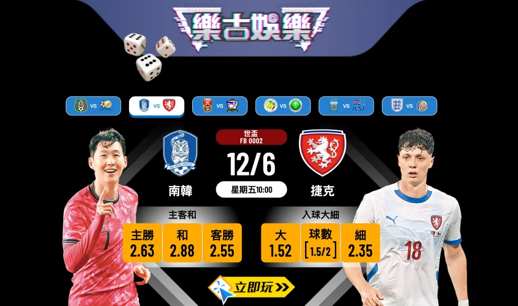 ⚽ 2026世盃分組賽A組首輪必睇！南韓對捷克共和國 3大盤口數據分析與波膽推介 🔥