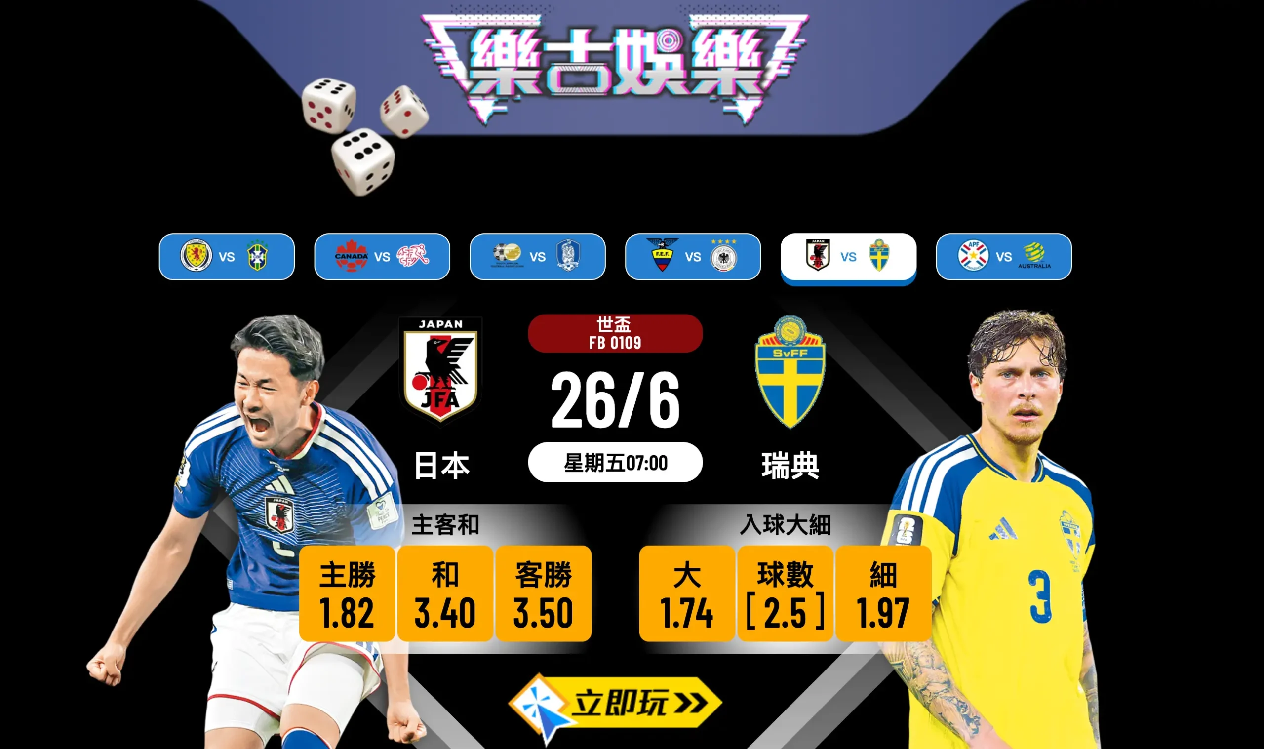 ⚽ 2026世盃F組激戰！日本 vs 瑞典 必睇3大贏錢亮點 🔥