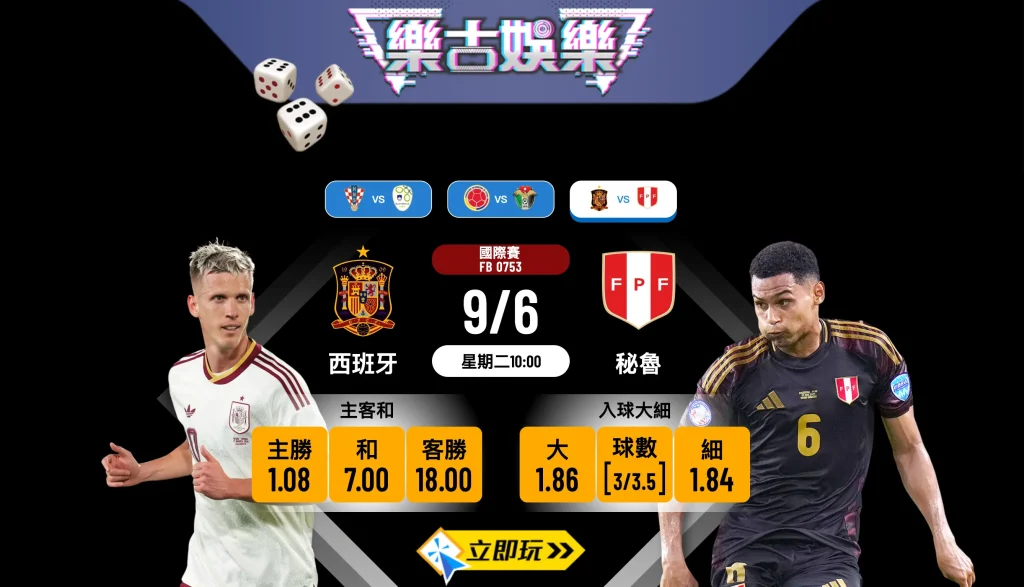 ⚽ 3大必睇看點！【樂古娛樂】熱身賽：西班牙對秘魯波膽推介